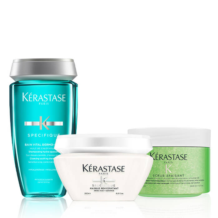 Kerastase Fusio Scrub Sensitive Scalp Home Treatment Hair Care Set