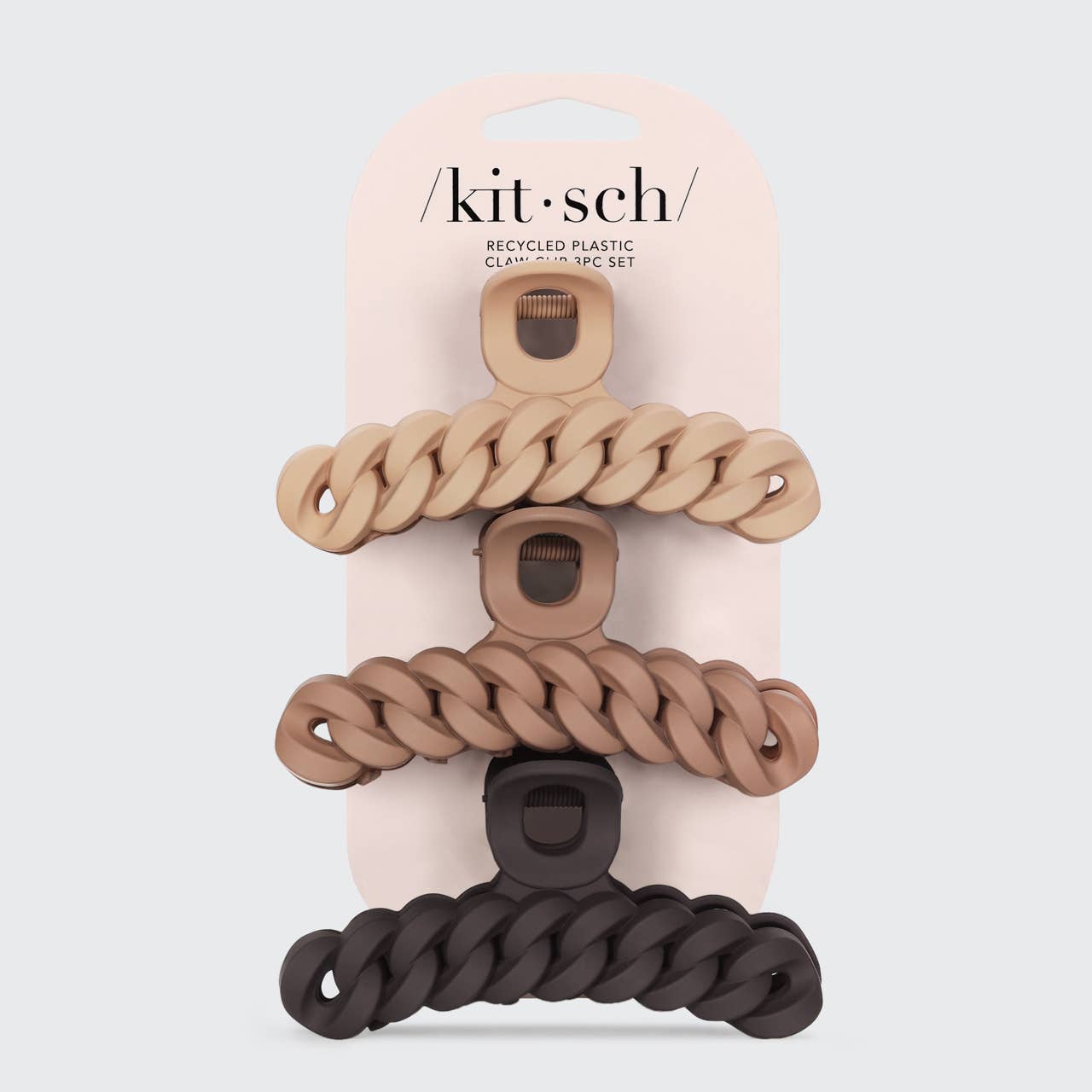 Kitsch Eco-friendly Chain Claw Clip 3pc Set - Neutral