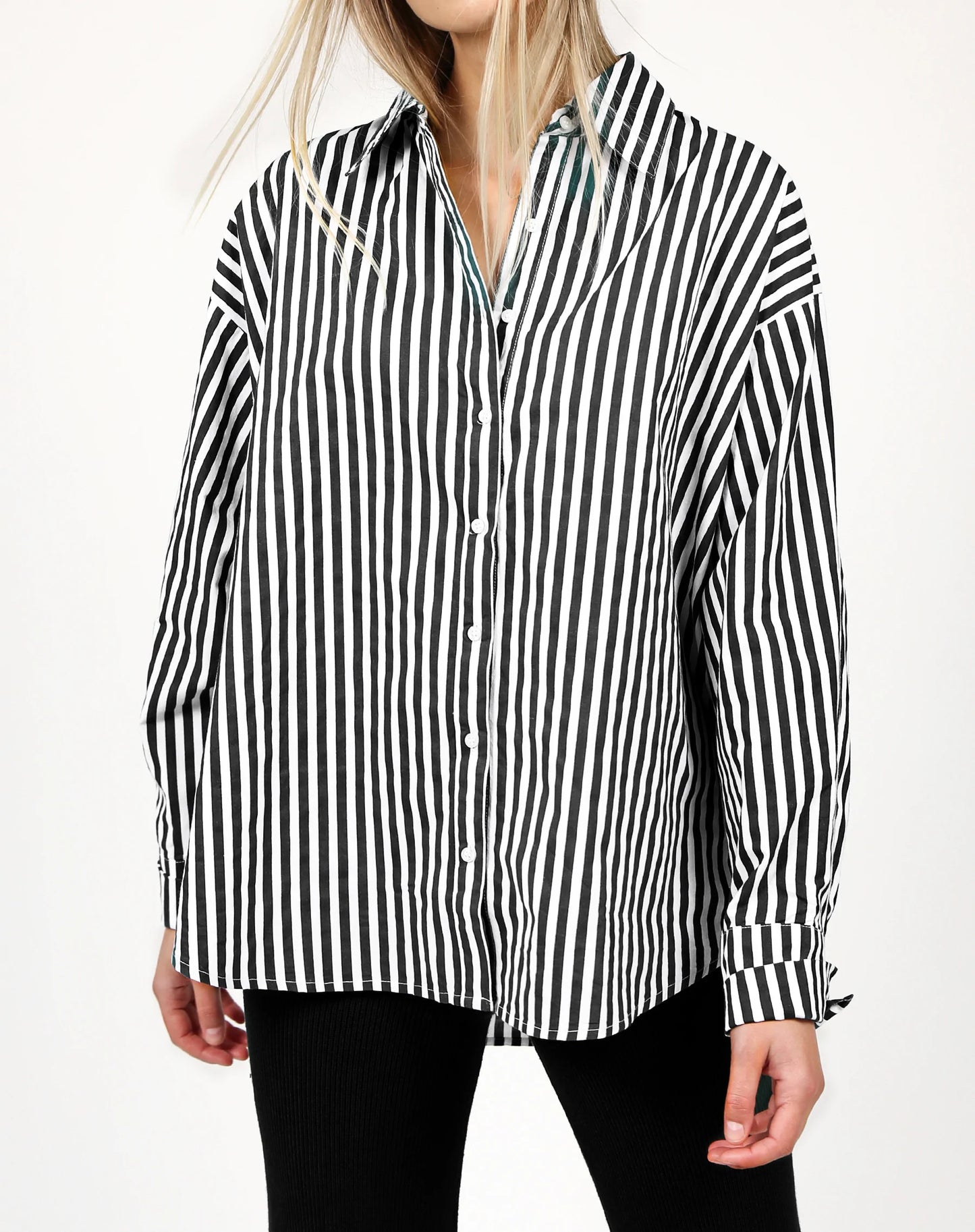 Striped Button Up Shirt Brunette The Label