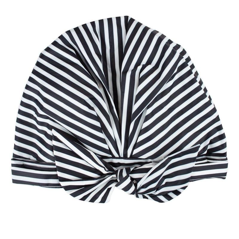Kitsch Luxe Shower Cap - Black and White Stripe