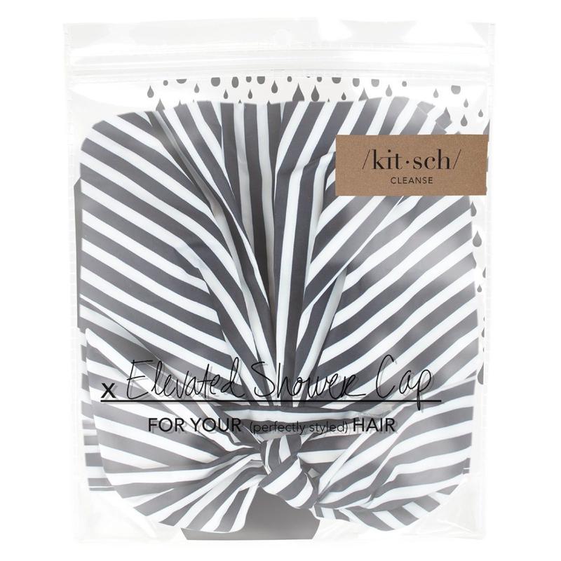 Kitsch Luxe Shower Cap - Black and White Stripe
