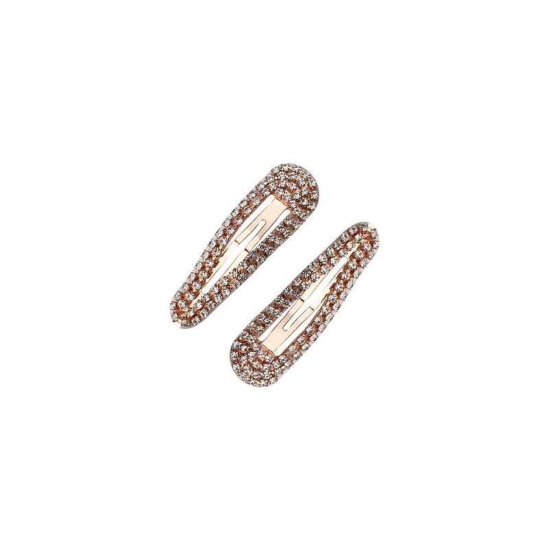 Kitsch Mini Rhinestone Snap Clips - Rose Gold